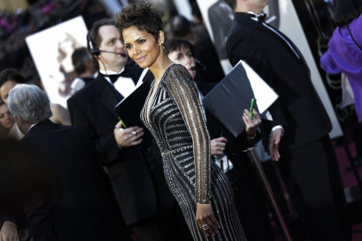 Halle Berry, arrives at the 85th Annual Academy Awards on Sunday, February 24, 2013.