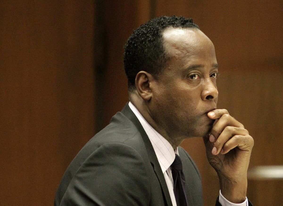 Michael Jackson's former doctor Conrad Murray sits in a courtroom in 2011 during his involuntary manslaughter trial