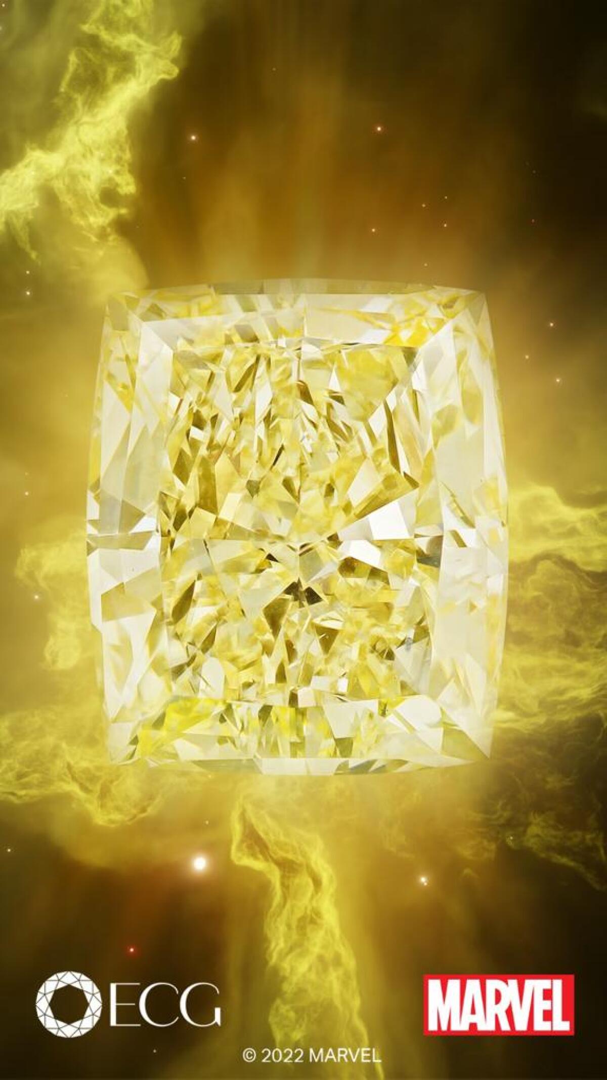 A yellow diamond close to 35 carats.