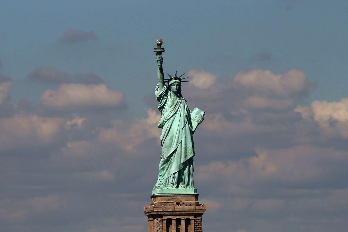 The Statue of Liberty is seen from the Staten Island Ferry.