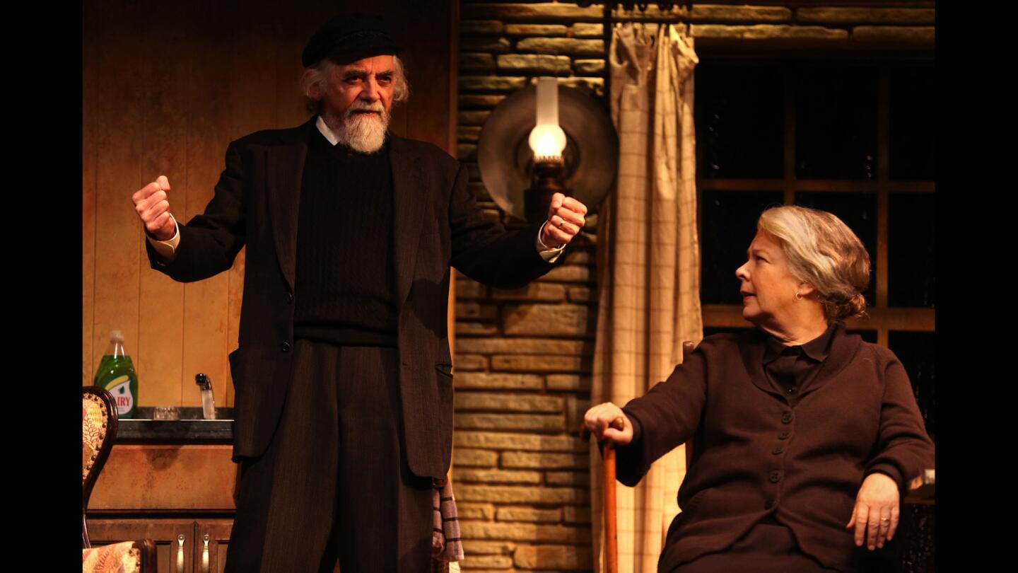 Jarlath Conroy and Robin Pearson Rose perform in John Patrick Shanley's, "Outside Mullingar" at the Geffen Playhouse in Westwood. The play, directed by Randall Arney, also stars Jessica Collins and Dan Donohue.