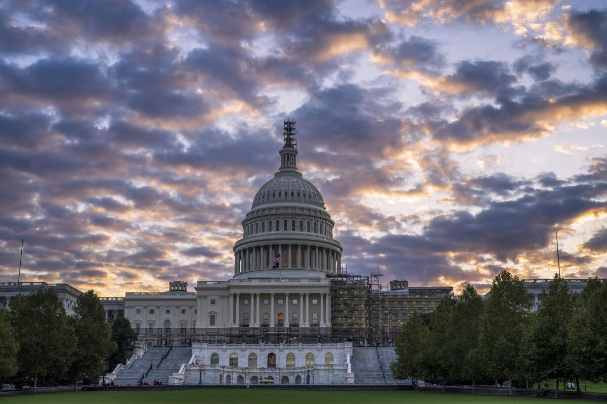The Capitol is seen at sunrise in Washington.