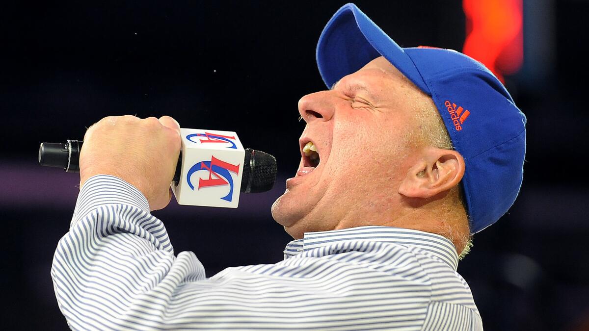 Clippers owner Steve Ballmer greets fans during a rally at Staples Center on Monday.