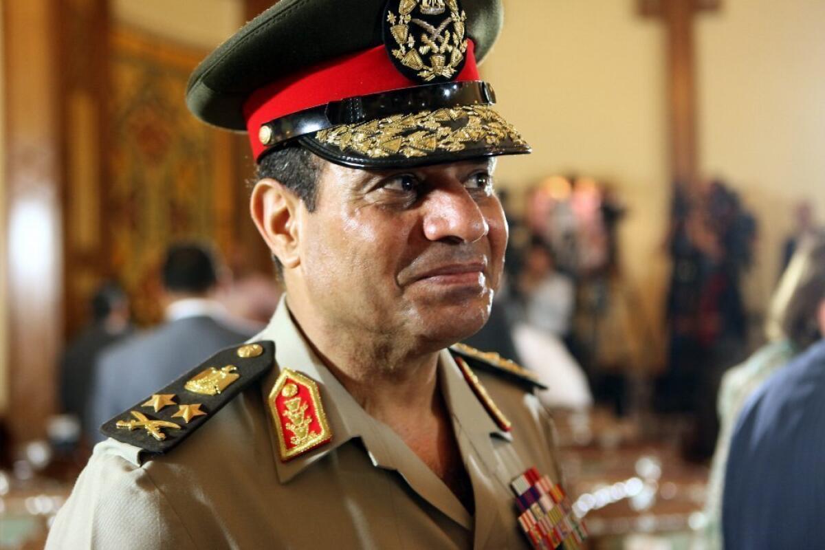 Abdel Fattah Sisi, seen here in 2012 when he was Egypt's defense minister, was leader of the coup last year that toppled the democratically elected Islamist president Mohamed Morsi. Sisi has since resigned as defense minister and has announced that he will run for president.