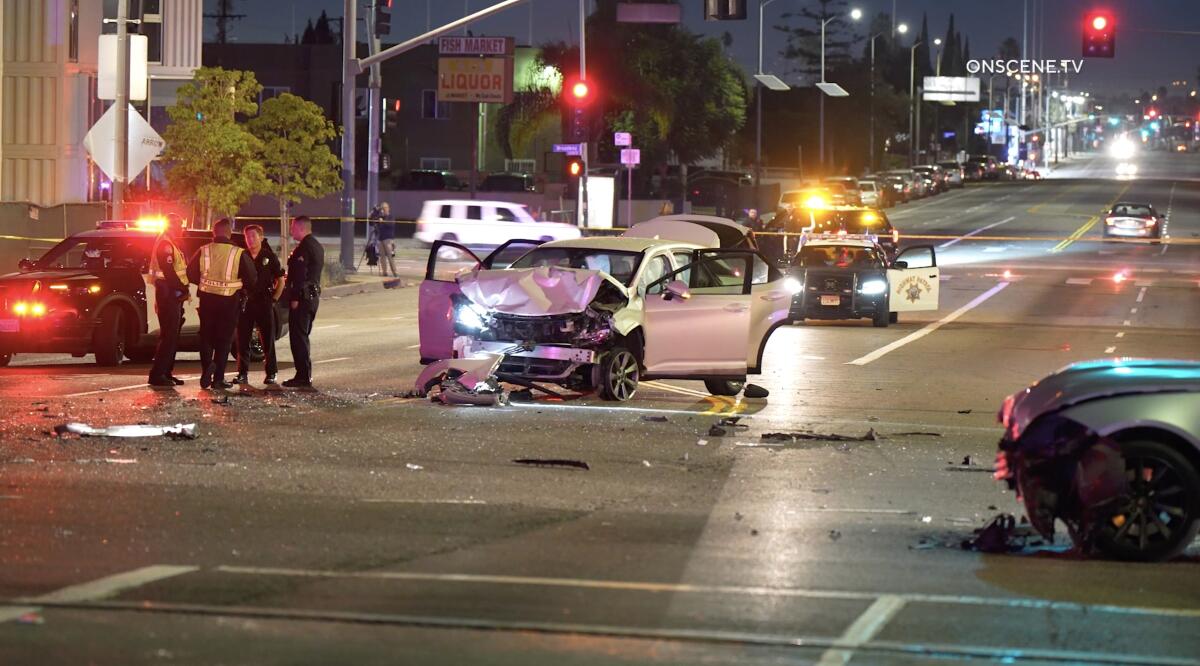 Two injured in car explosion after police chase, crash