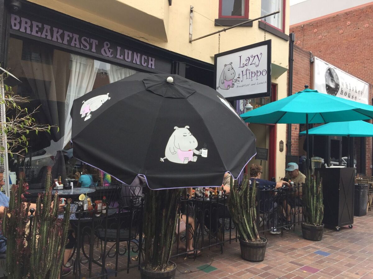 The Lazy Hippo cafe in the Chinatown area of San Diego's Gaslamp Quarter.