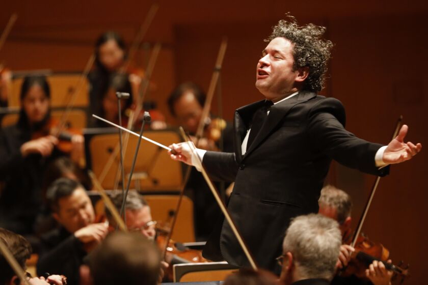 Gustavo Dudamel conducts the LA Phil in Ives’ “Symphony No. 1” at the Walt Disney Concert Hall.