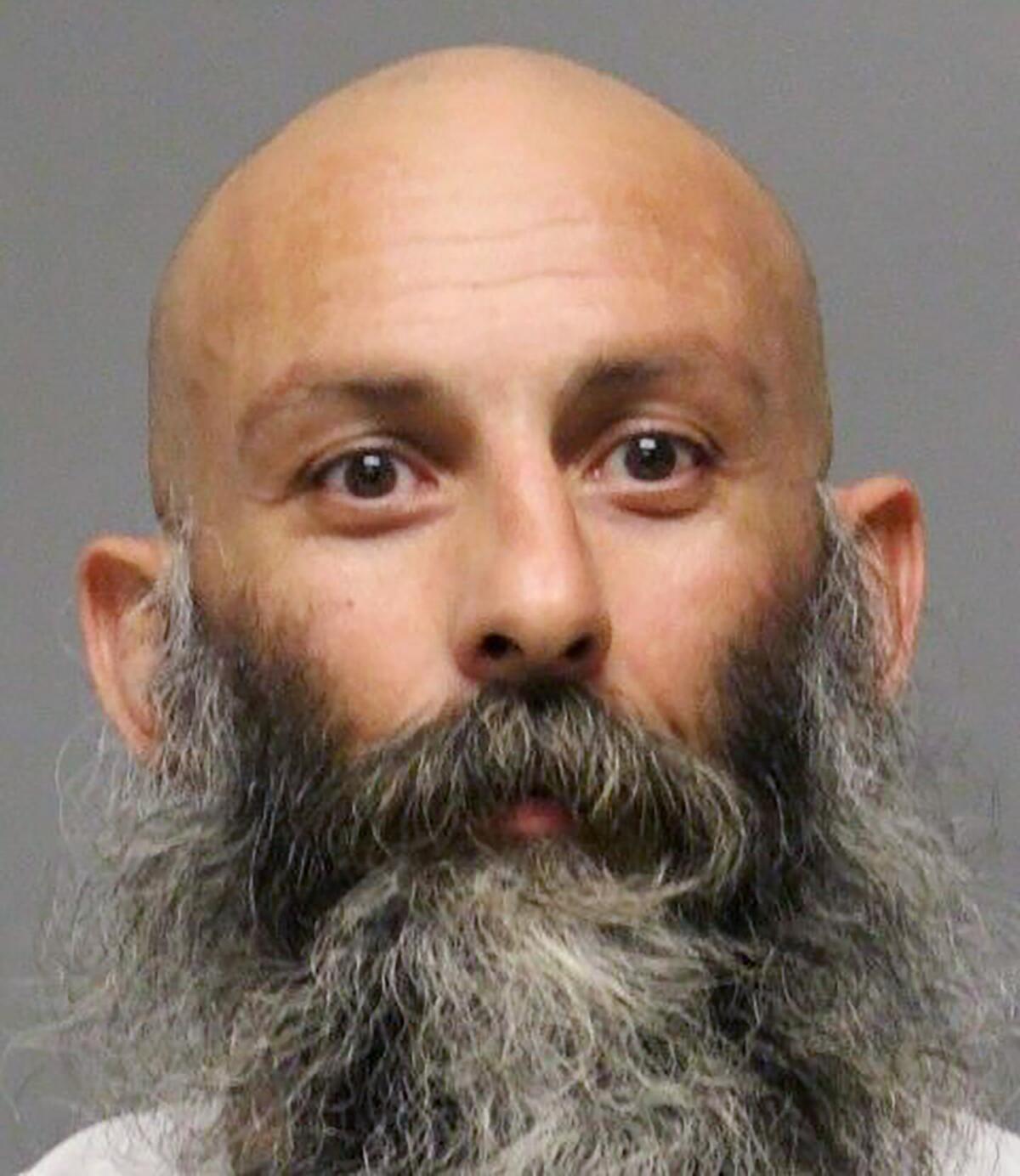 A bearded man in a mug shot