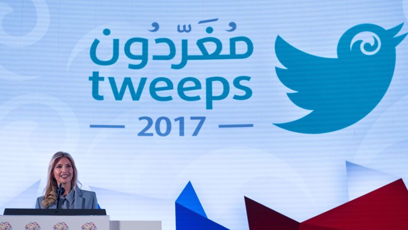 Ivanka Trump addresses young Saudis at the Tweeps 2017 social media forum in Riyadh on May 21, 2017.