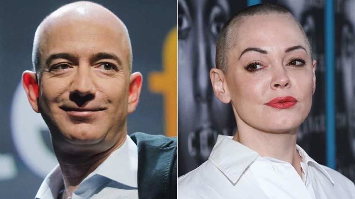 Amazon founder Jeff Bezos and actress Rose McGowan.