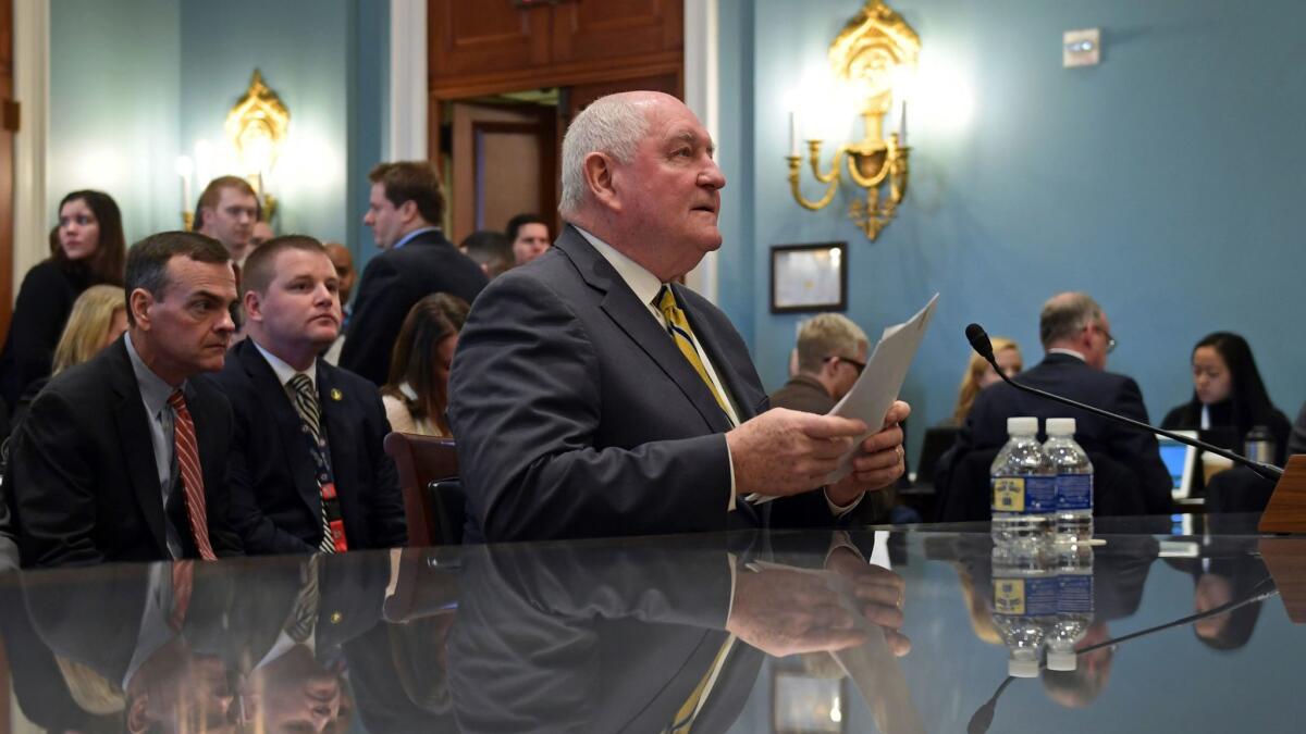 Agriculture Secretary Sonny Perdue, seen here testifying on Capitol Hill, is confused about how his food-box idea will save money on food stamps while imposing $2.5 billion in new costs on states.