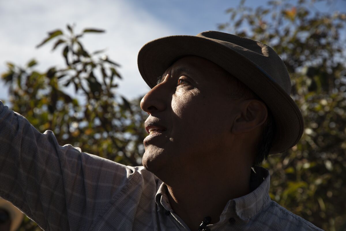 Héctor López, propietario de la Granja Tierra Sana, da una vuelta por su granja