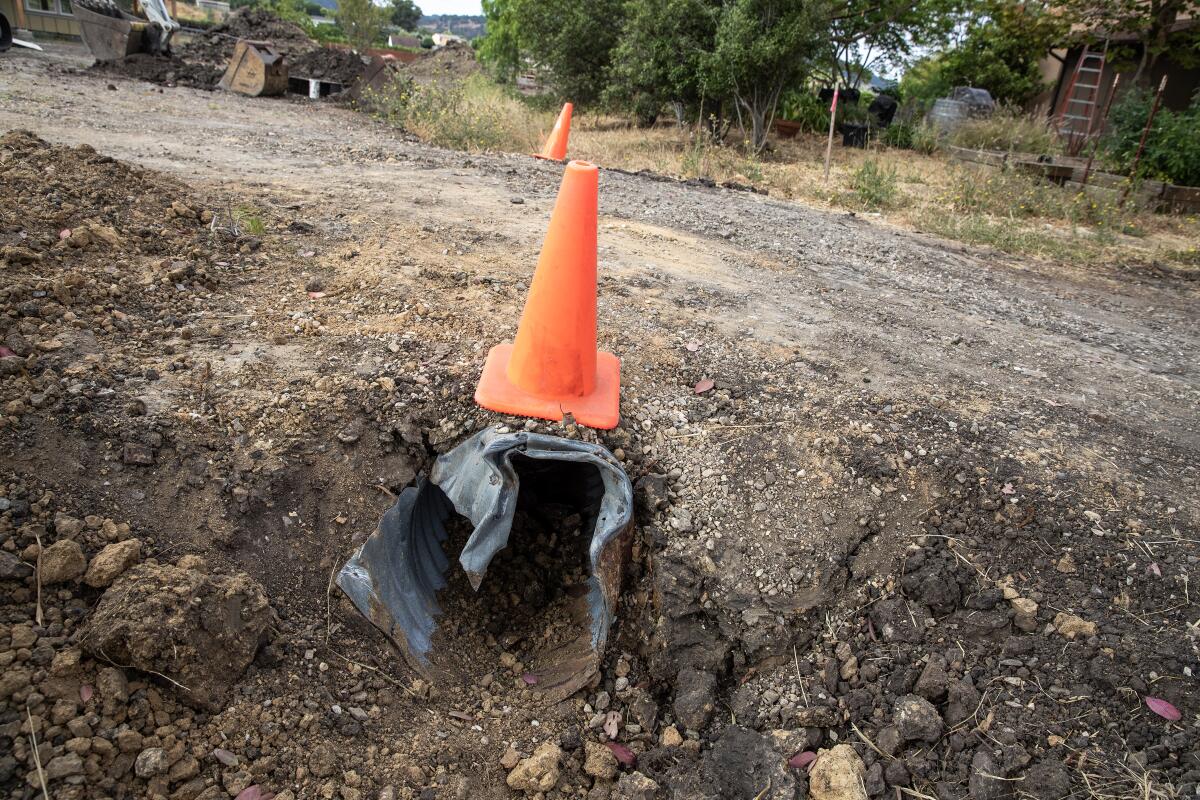 A culvert on San Luis Obispo resident Kathy Borland's property drains water coming from SLO Regional Airport.