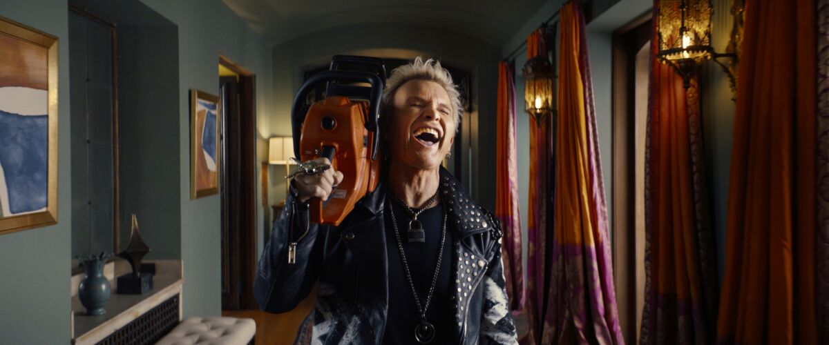 Billy Idol in a scene from the Workday 2023 Super Bowl commercial.