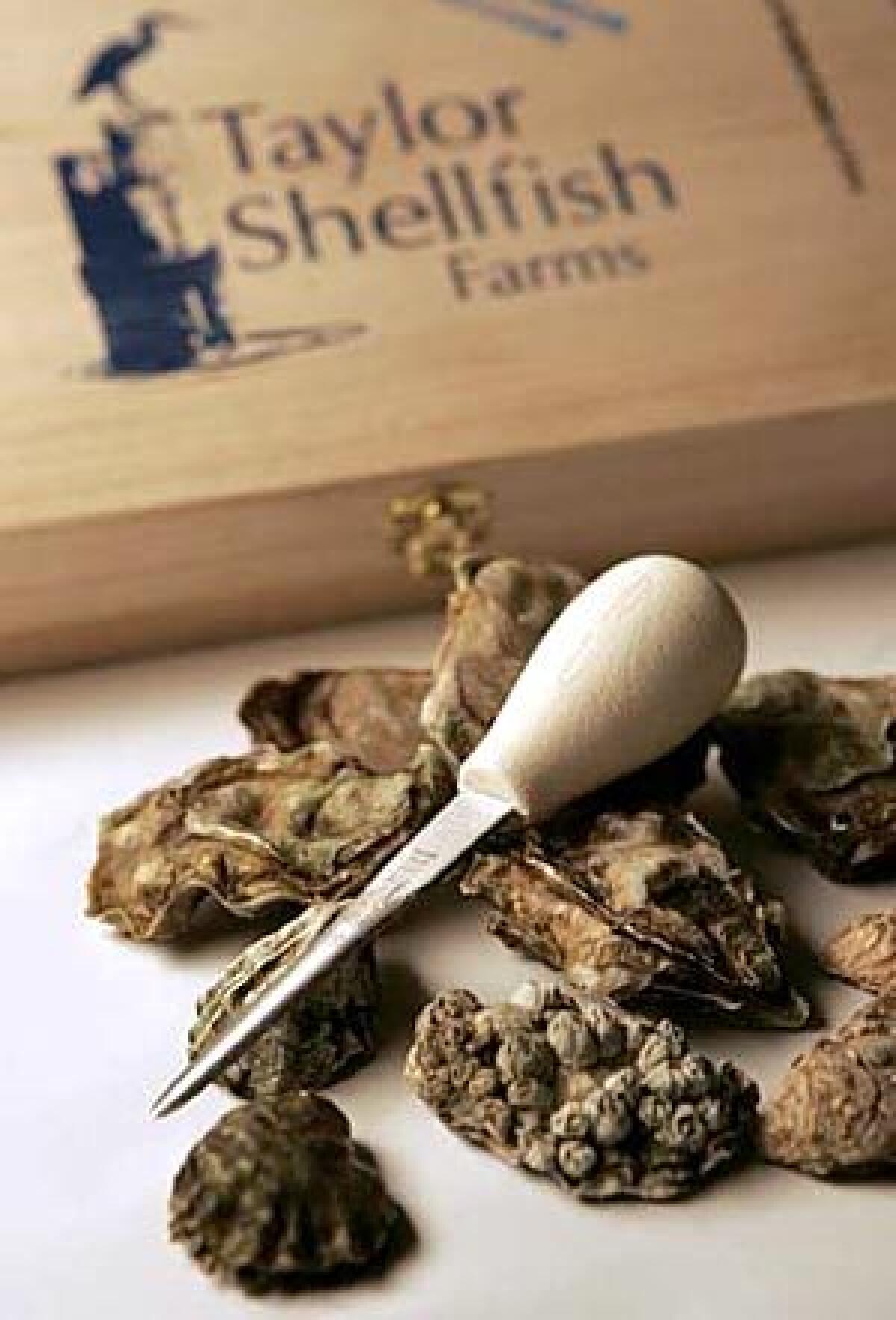 A gift box from Taylor Shellfish Farms includes oysters, an oyster knife, shucking instructions and a copy of seafood maven Jon Rowleys essay on the art of eating an oyster.