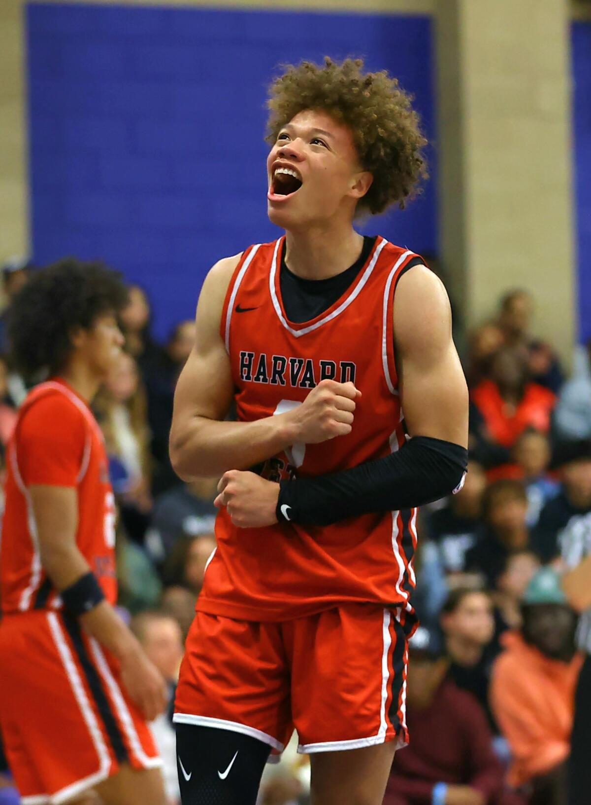 USC-bound guard Trent Perry of Harvard-Westlake yells on the court