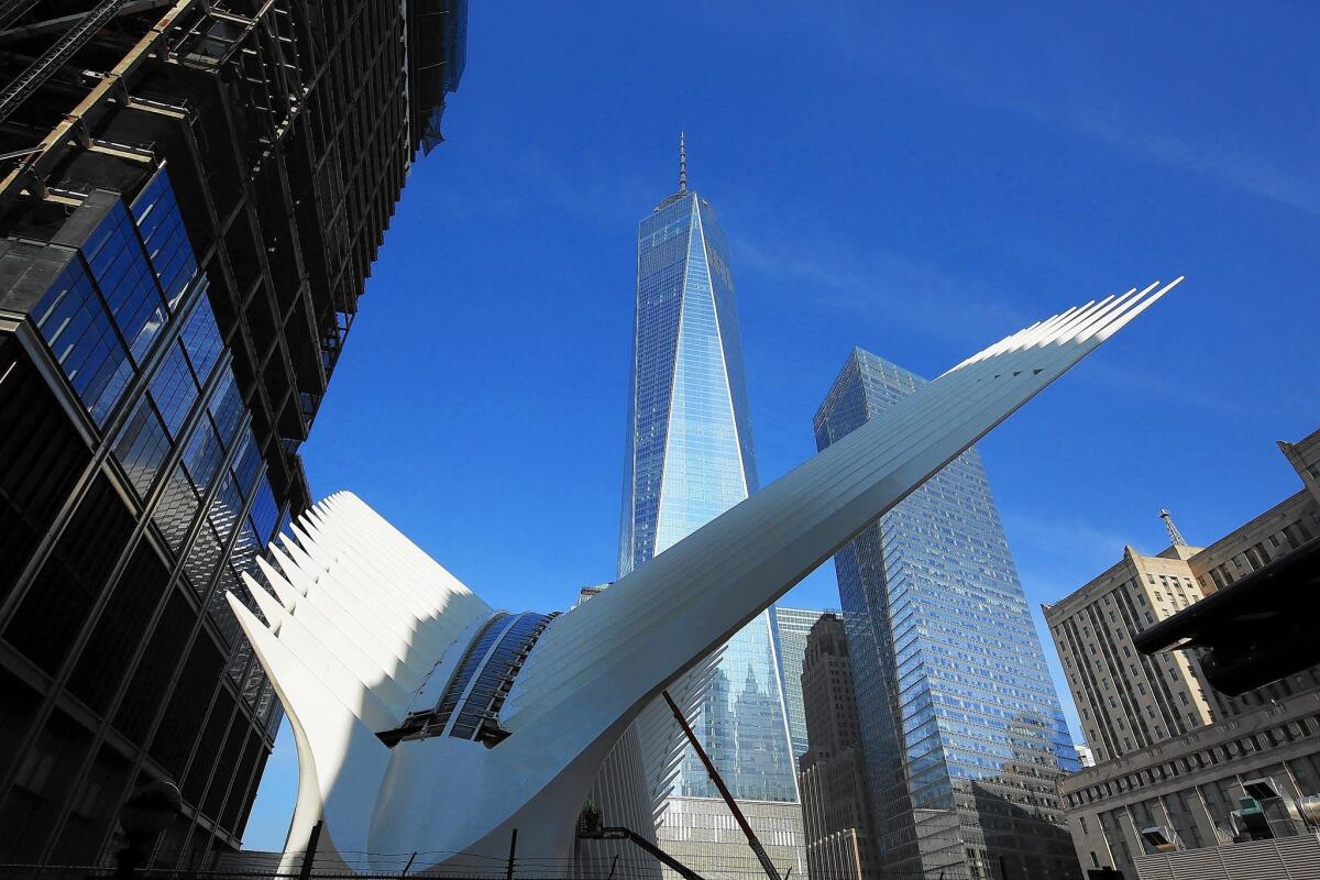The exterior of the World Trade Center transportation hub is meant to suggest convey an image of the spreading wings of a dove taking flight.