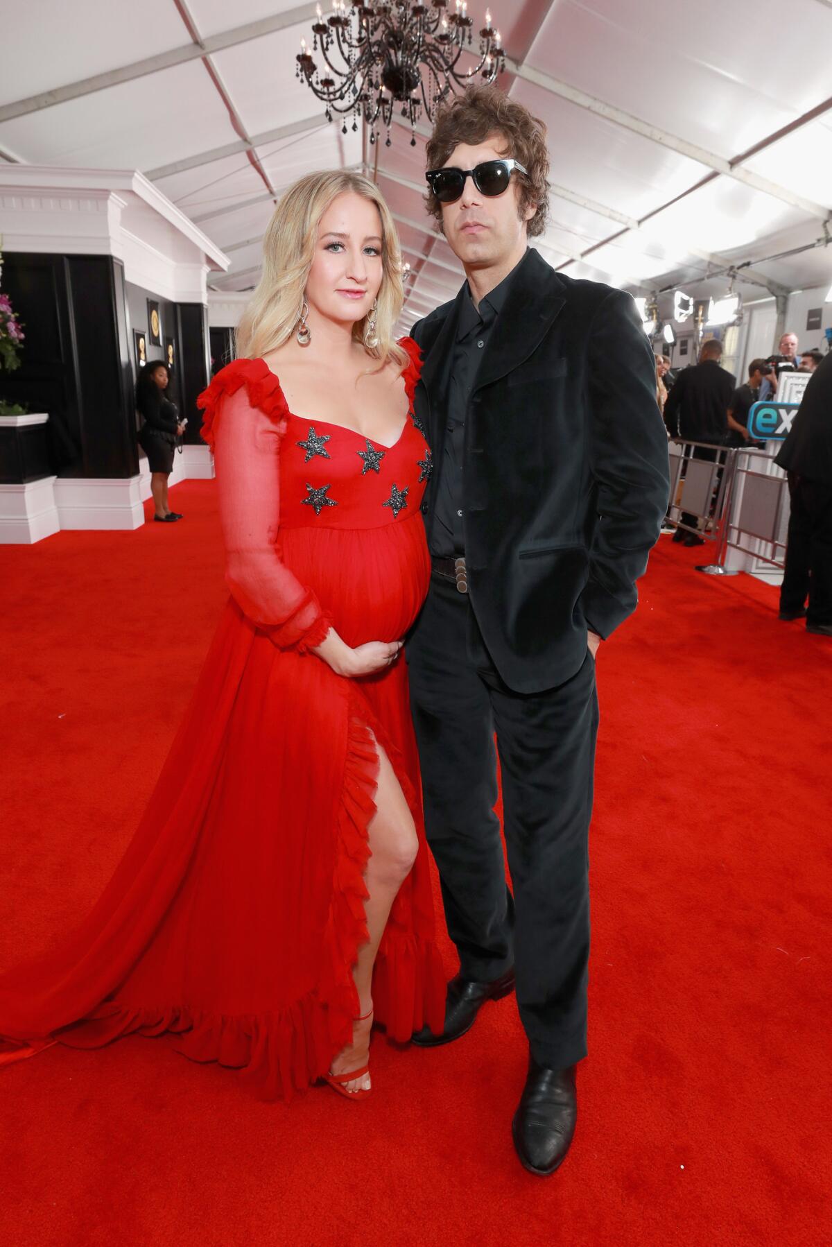 Margo Price, left, and husband Jeremy Ivey at the 61st Grammy Awards at Staples Center in Los Angeles on Sunday.