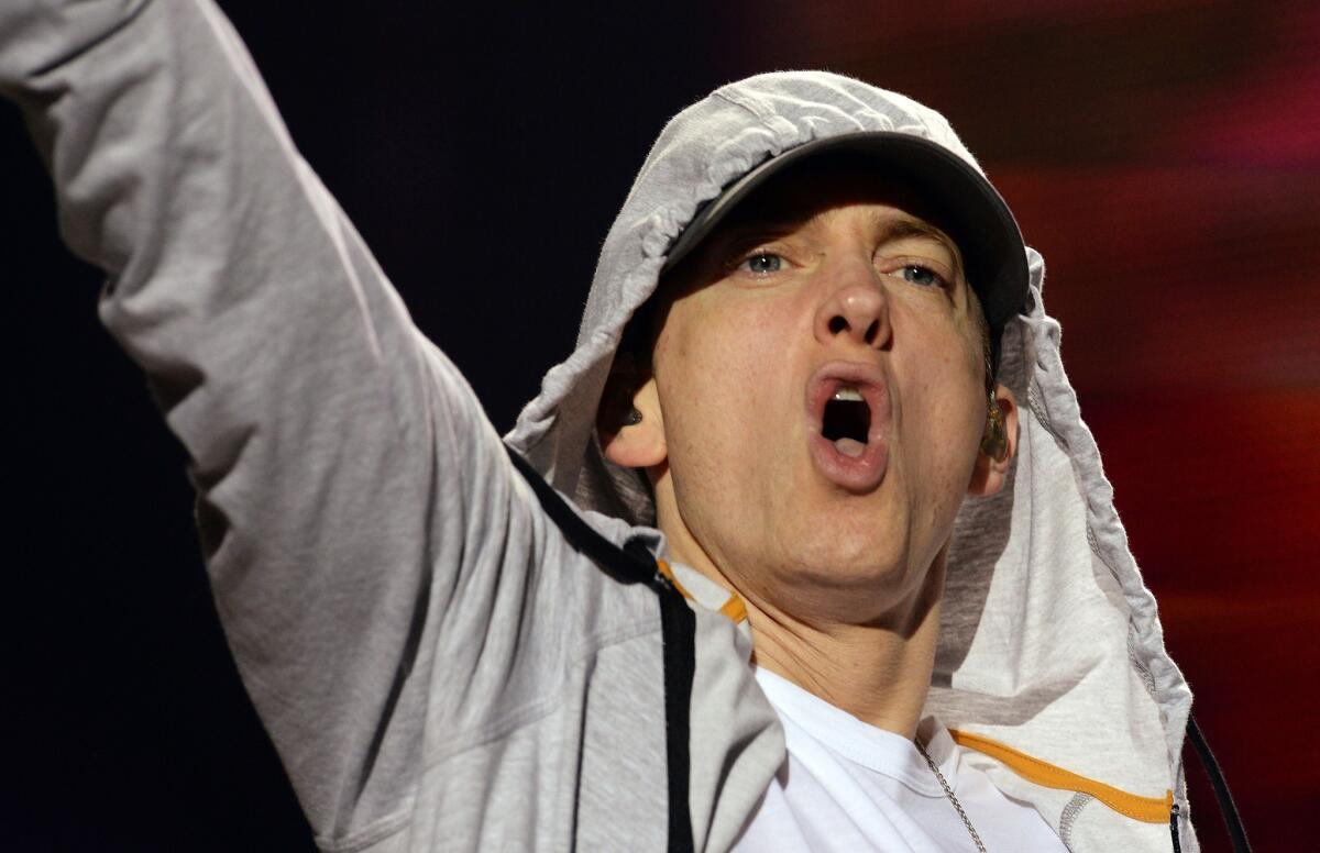 "The Monster Tour" featuring Eminem and Rihanna will make three stops, including one at the Rose Bowl on Aug. 7. Above, Eminem performing last summer in France.