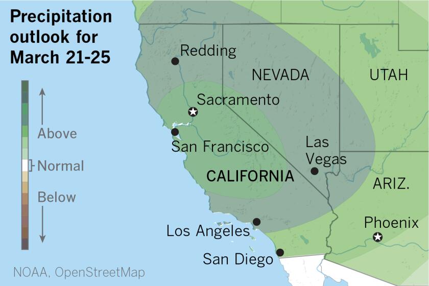 Precipitation outlook for March 21-25 in California and the West