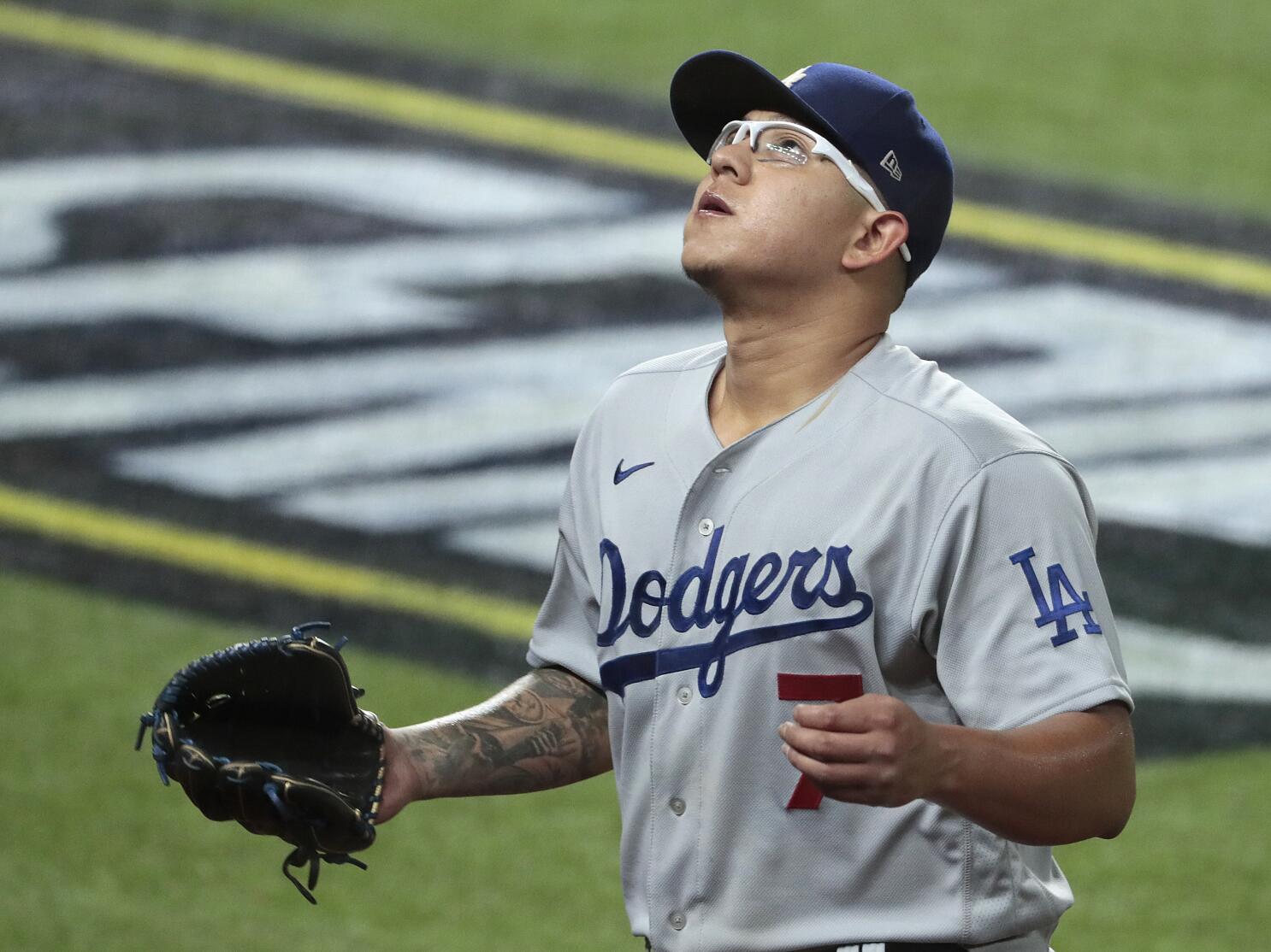 Julio Urias Los Angeles Dodgers Unsigned 2020 MLB World Series Champions  Final Out Photograph