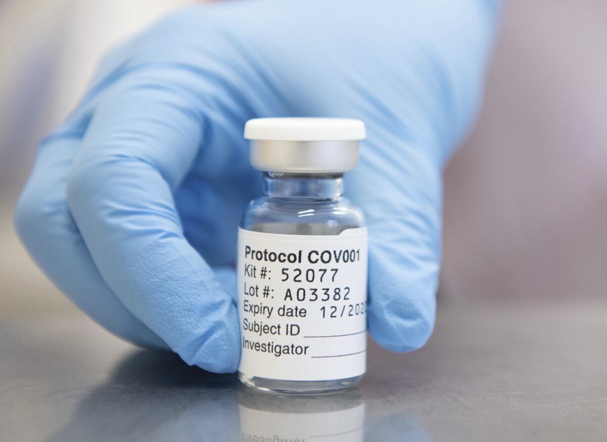 A vial of COVID-19 vaccine developed by AstraZeneca and Oxford University