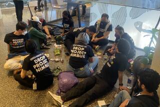 Google employees participate in a sit-in at the New York office to protest the tech giant's work with Israel.