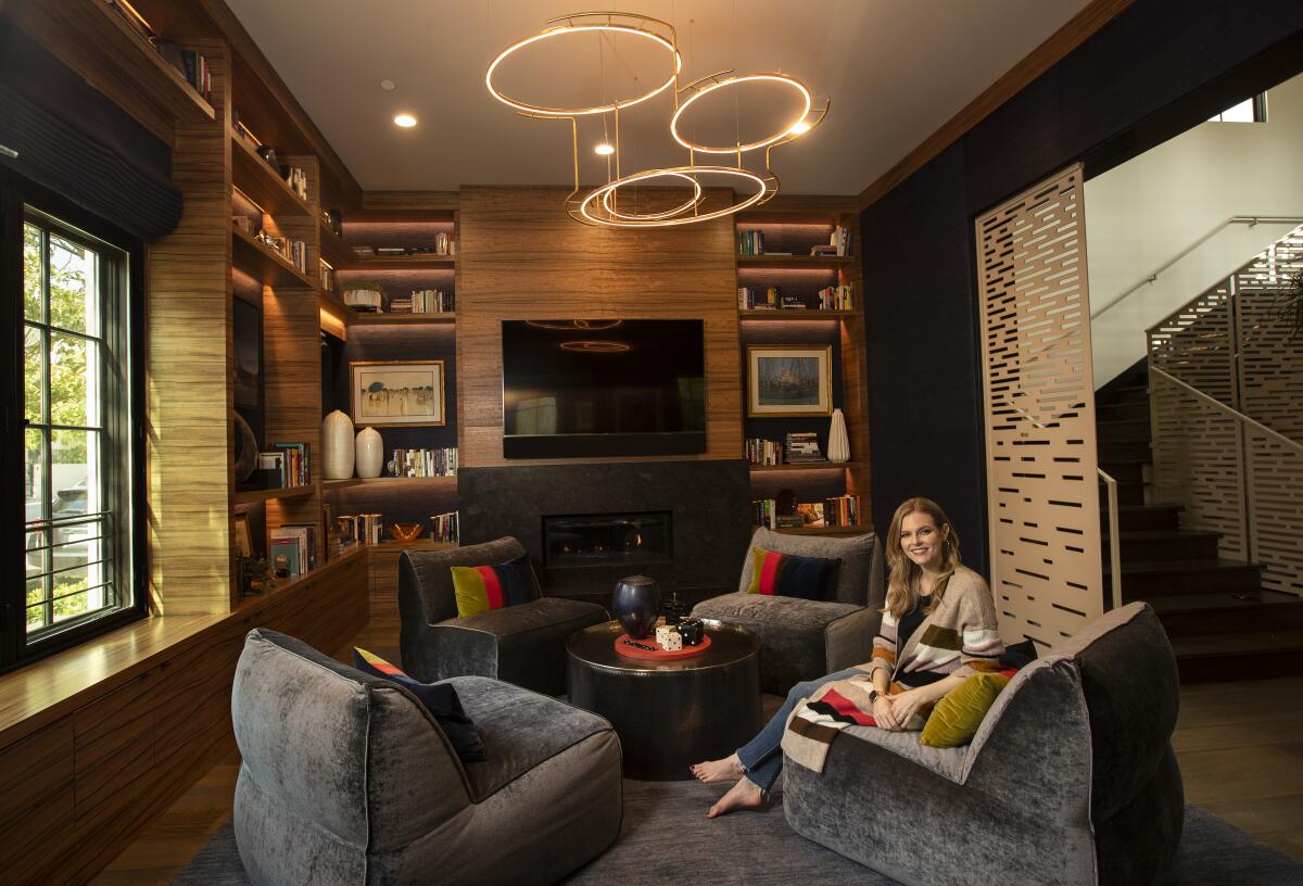 Actress Chelsey Crisp's favorite space is the living/game room of her home in Century City.