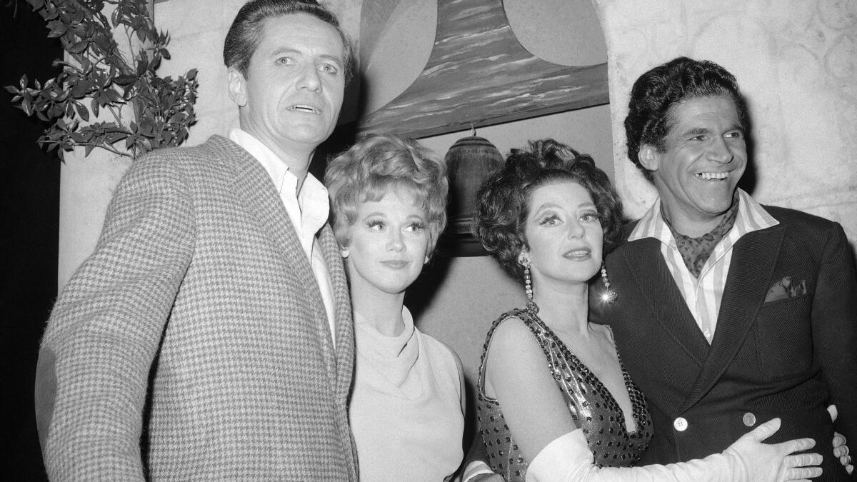 In this 1964 file photo, Barbara Cook is pictured with, from left, Arthur Hill, Joan Copeland and Ronny Graham in New York after the premiere of their musical"Something More."