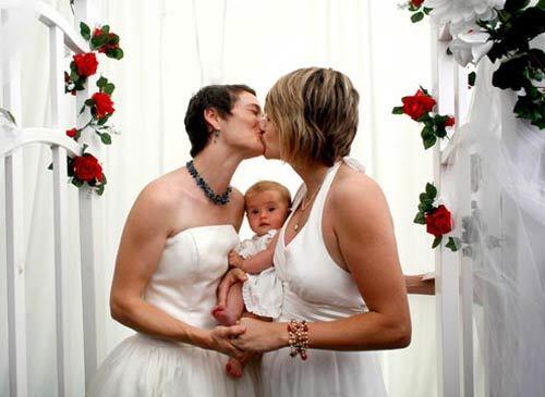 Tori and Kate Kuykendall, who have been together five years, inaugurate their new marriage with a kiss. With them at the ceremony in a park in West Hollywood is their 5-month-old daughter, Zadie. More coverage • With gay marriage now legal in California, it's the start of a couples' crush • Opponents of gay marriage stay mostly quiet -- for now