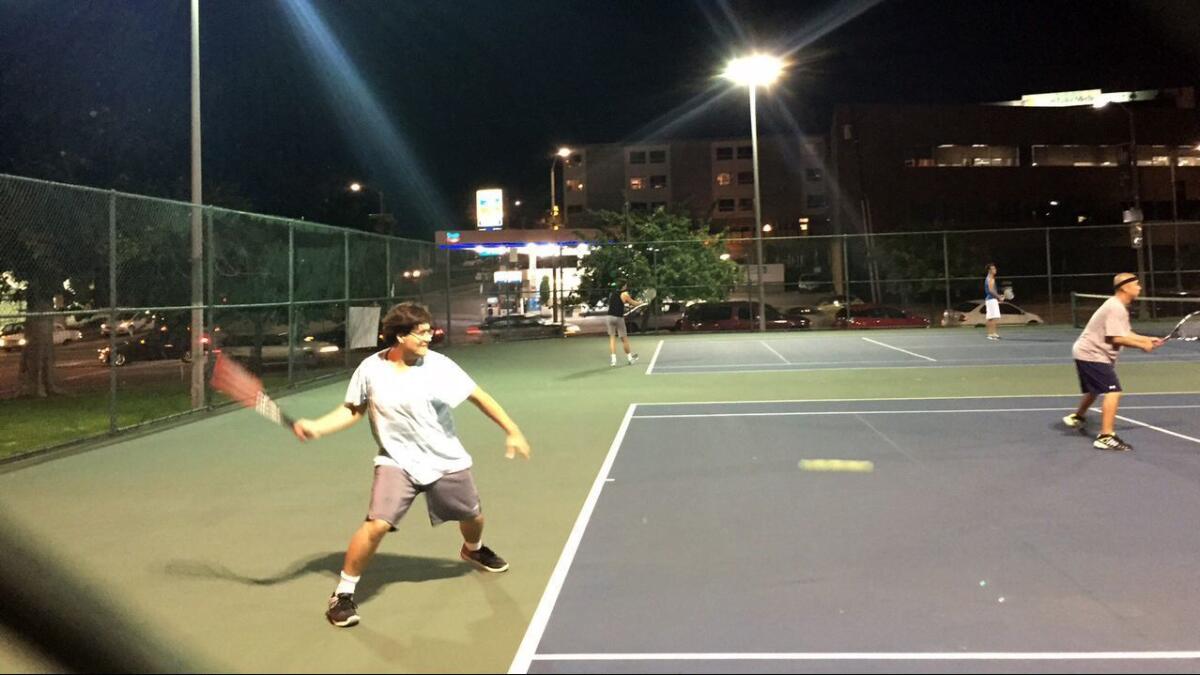 Public tennis courts in Echo Park. A new study found that among amateur athletes, tennis players had the best odds of staving off premature death.