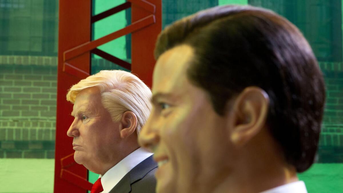 Wax replicas of President Trump and Mexican President Enrique Pena Nieto in Mexico City.