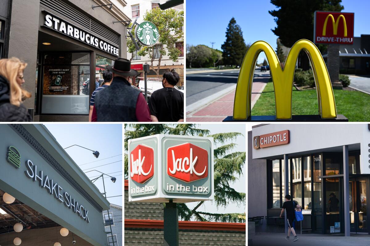 A collage of fast-food restaurants
