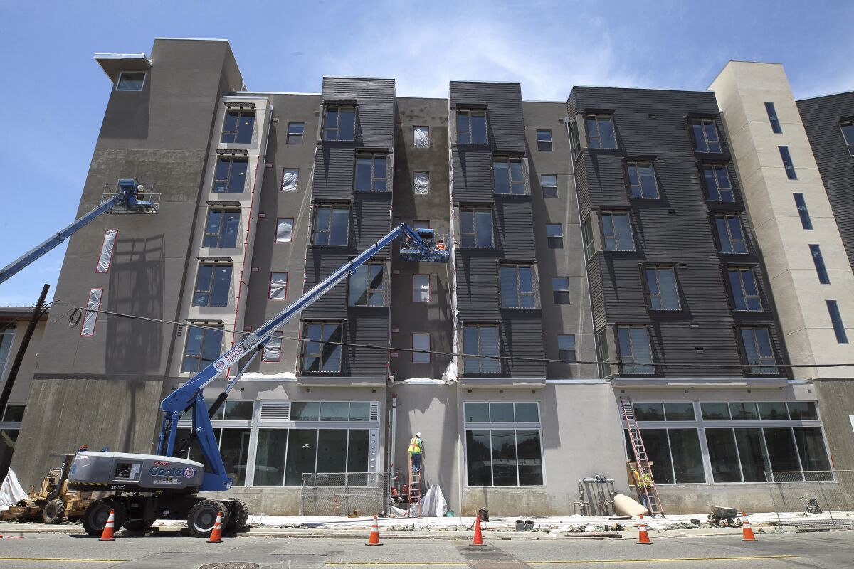 The Stella, an 85-unit building for homeless veterans, is currently under construction in the Grantville neighborhood.