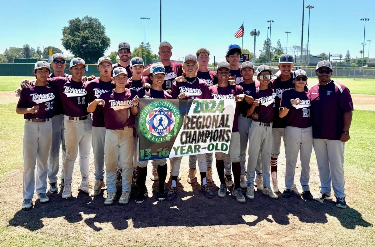 Members of the Torrance 13/16U Babe Ruth team that has advanced to the World Series.