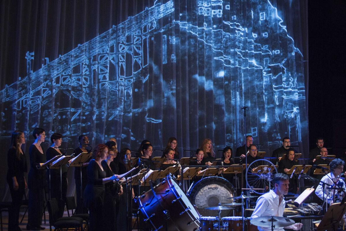 The Los Angeles Master Chorale performs "Anthracite Fields: Music of the Coal Miner" at Walt Disney Concert Hall on Sunday night.