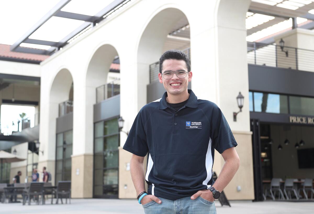 Nolan Torres, seen Monday at Vanguard University, recently completed an internship at Children's Hospital of Orange County.