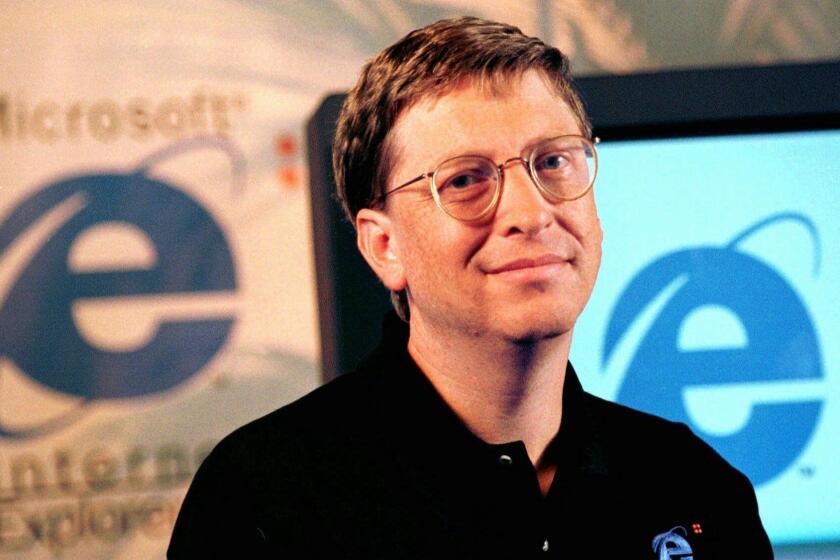 FILE--Bill Gates, chairman of Microsoft, is shown here in this Sept. 30, 1997 file photo. Microsoft agreed Thursday May 14, 1998 to delay shipping the upgrade to Microsoft's popular Windows software to computer makers until Monday so that negotiations with the government can continue. The Justice Department and 20 states had planned to file antitrust lawsuits Thursday in U.S. District Court, contending that Microsoft has wielded its monopoly status to illegally crimp competition. (AP Photo/Dwayne Newton)