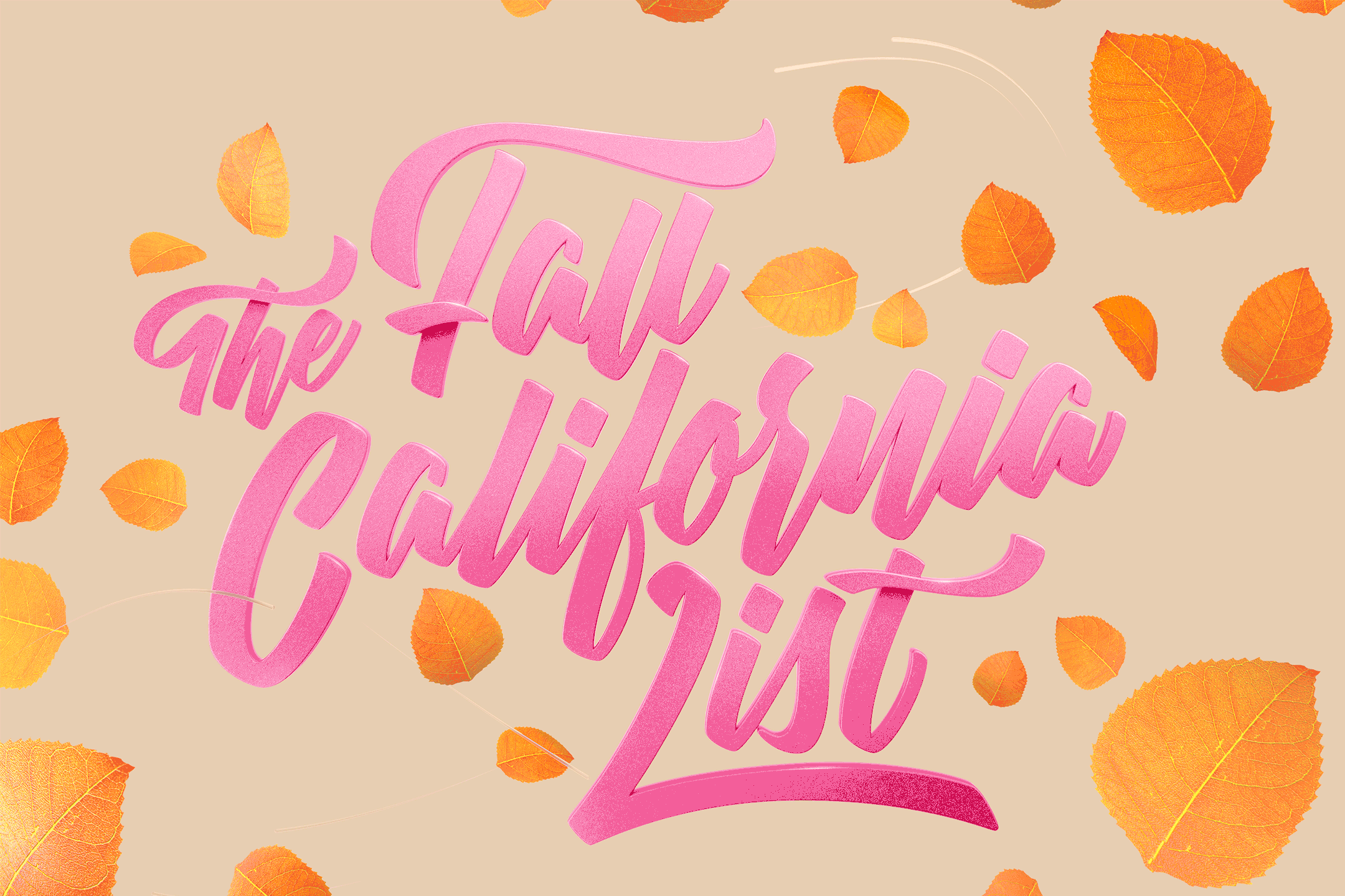 The Fall California List lettering illustration with animation of fall leaves