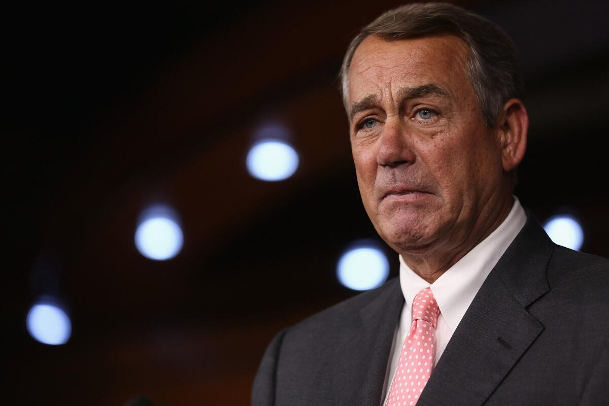 House Speaker John A. Boehner of Ohio tearfully announces that he is stepping down from his post and retiring from the House at the end of October.
