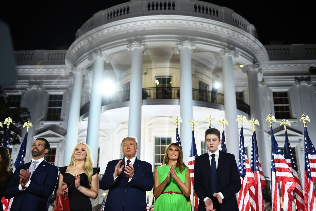 President Trump and family members on the final day of the Republican National Convention at the White House.