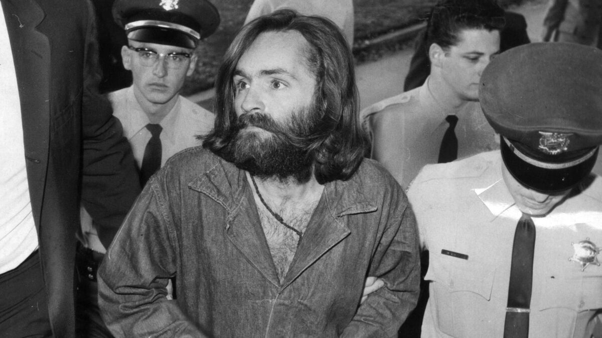 Charles Manson is led to court for a preliminary hearing on Dec. 3, 1969.