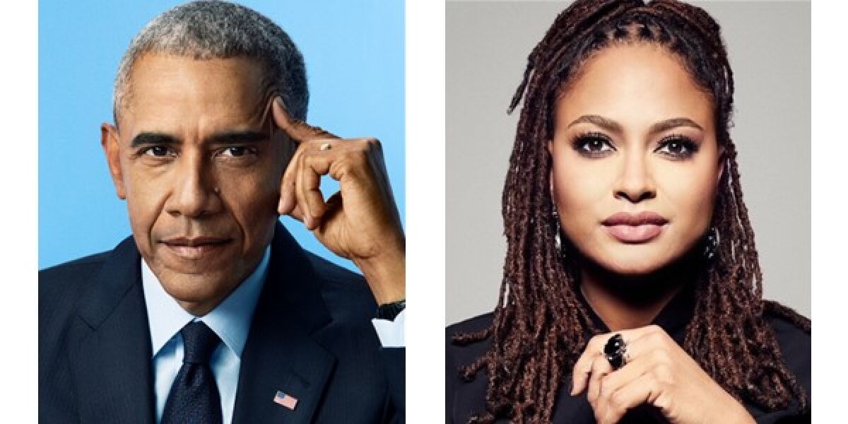 Former President Barack Obama (Pari Dukovic) and Filmmaker Ava DuVernay (ARRAY)