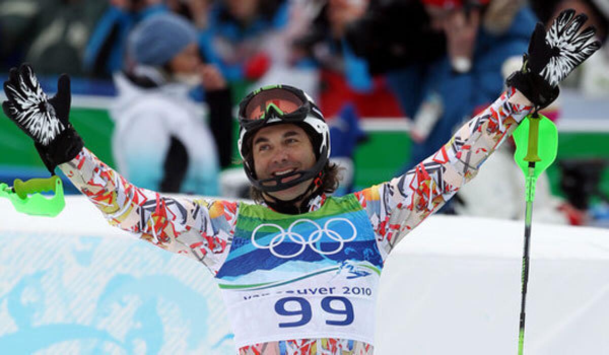 Mexican skiier Hubertus Von Hohenlohe wears one of his colorful outfits at the Vancouver Winter Olympics in 2010.