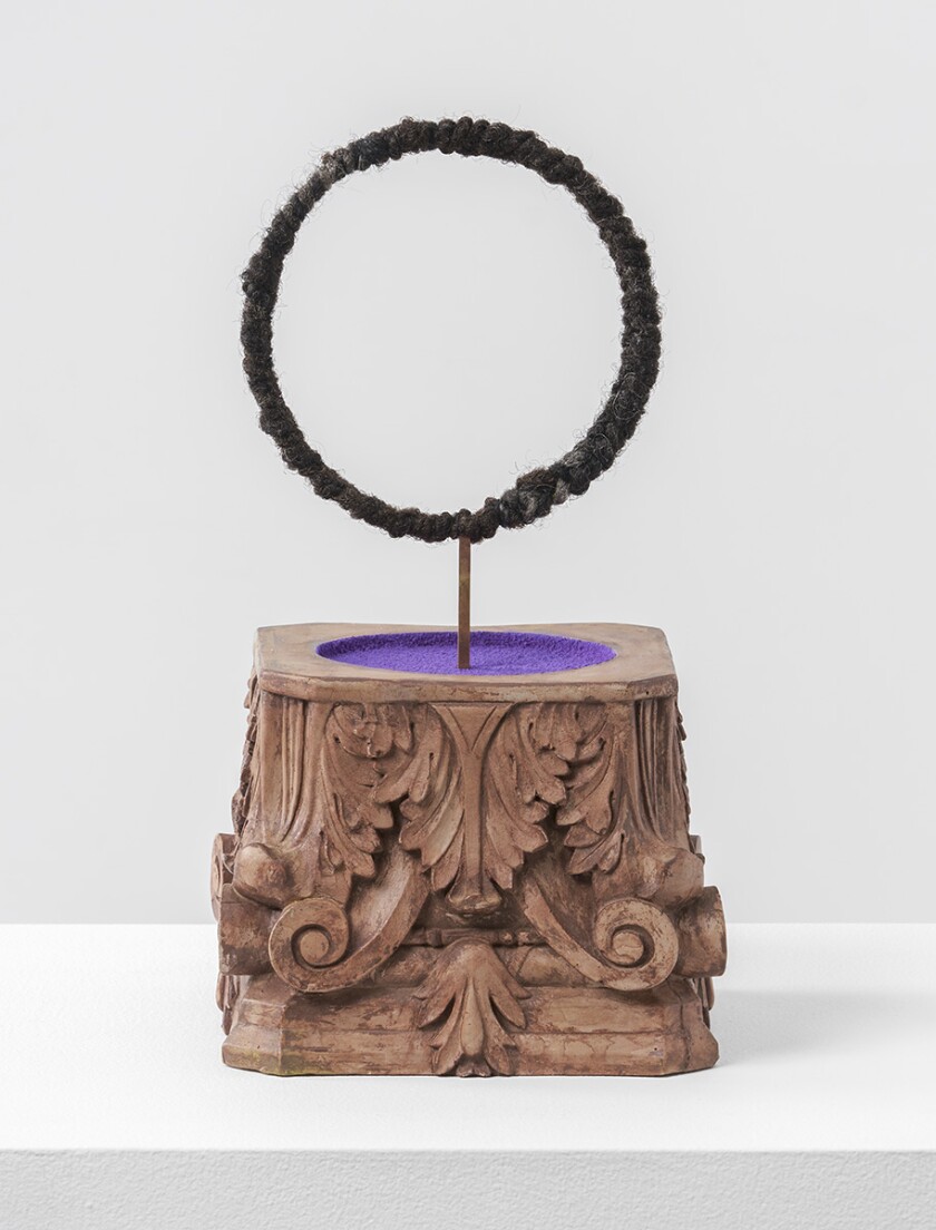 A sculpture by Derek Fordjour.