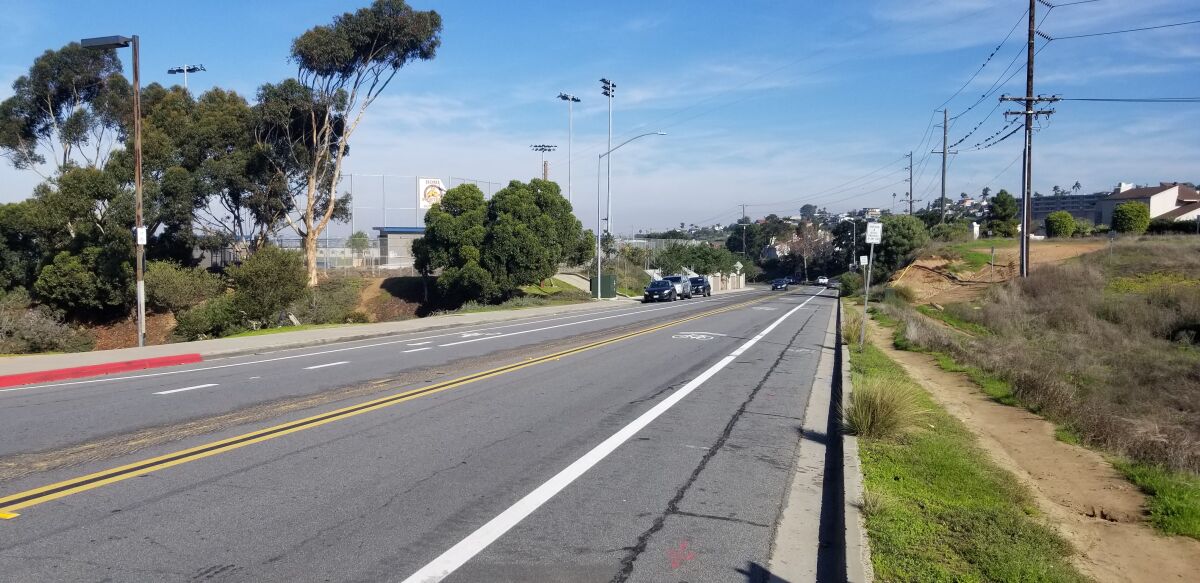 This stretch of Famosa Boulevard (facing Valeta Street) is included in the area the Peninsula Community Planning Board voted to have the City evaluate for the Safe Routes to School program.