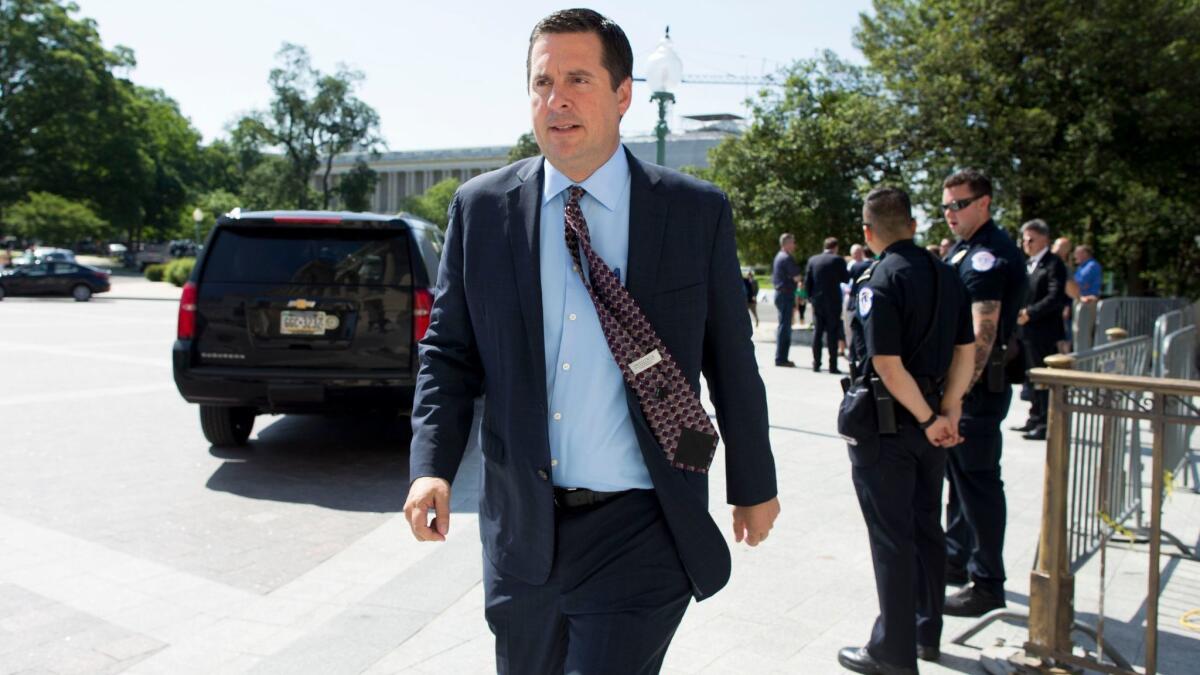 Rep. Devin Nunes walks to the House chamber before a vote on Capitol Hill last week.