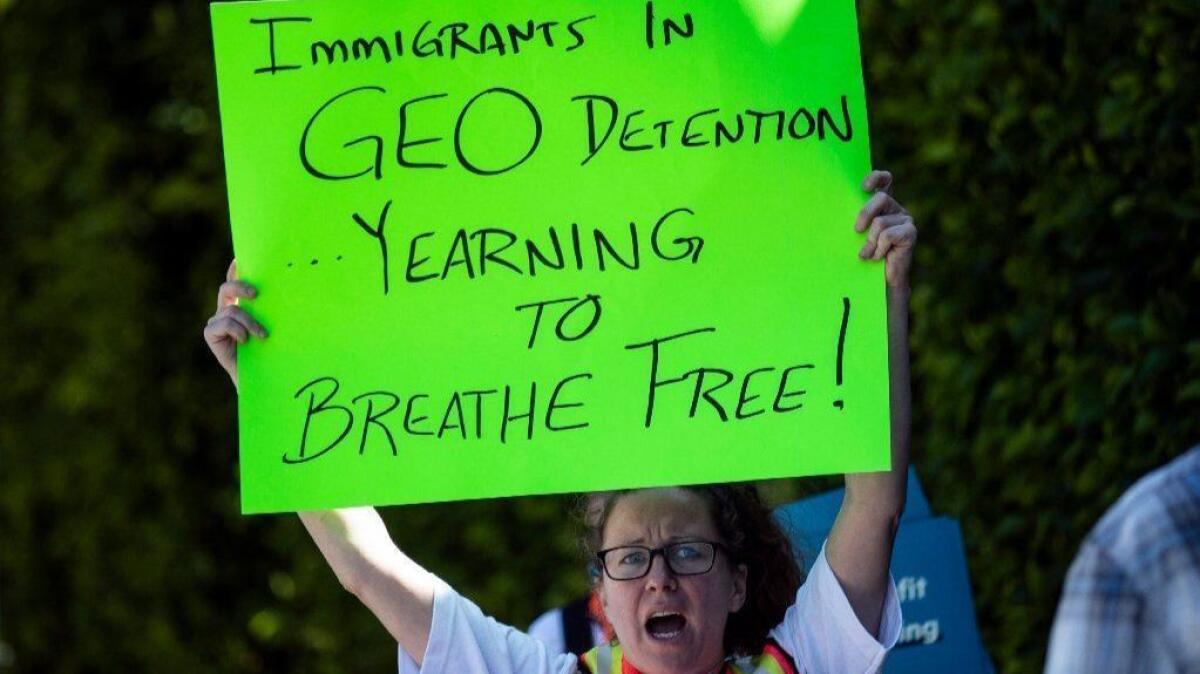 A protester in Los Angeles last month.