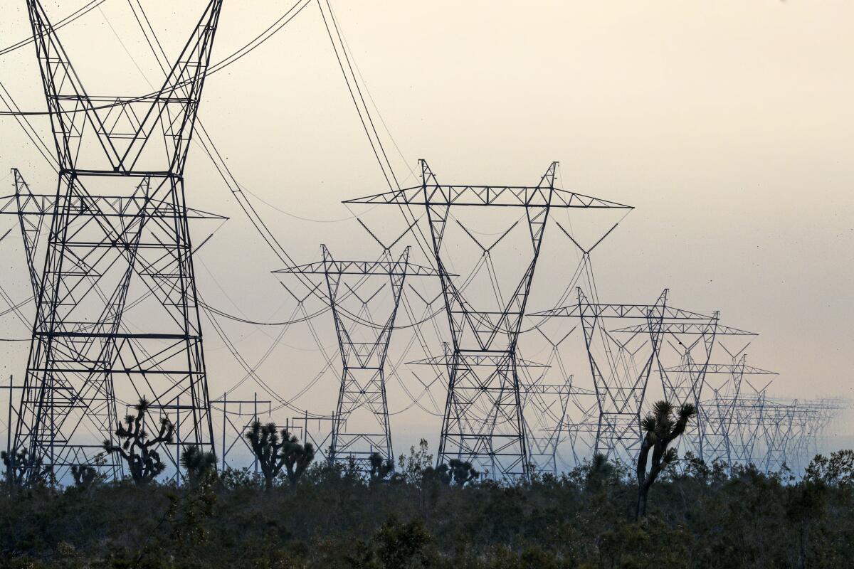 Power lines in the Juniper Hills area during the Bobcat fire. 