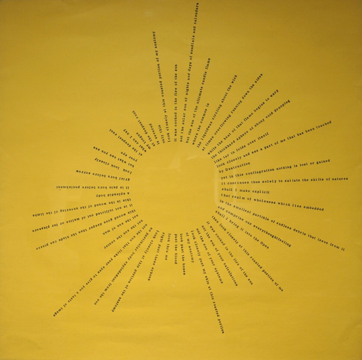 A poem written in the shape of a sun